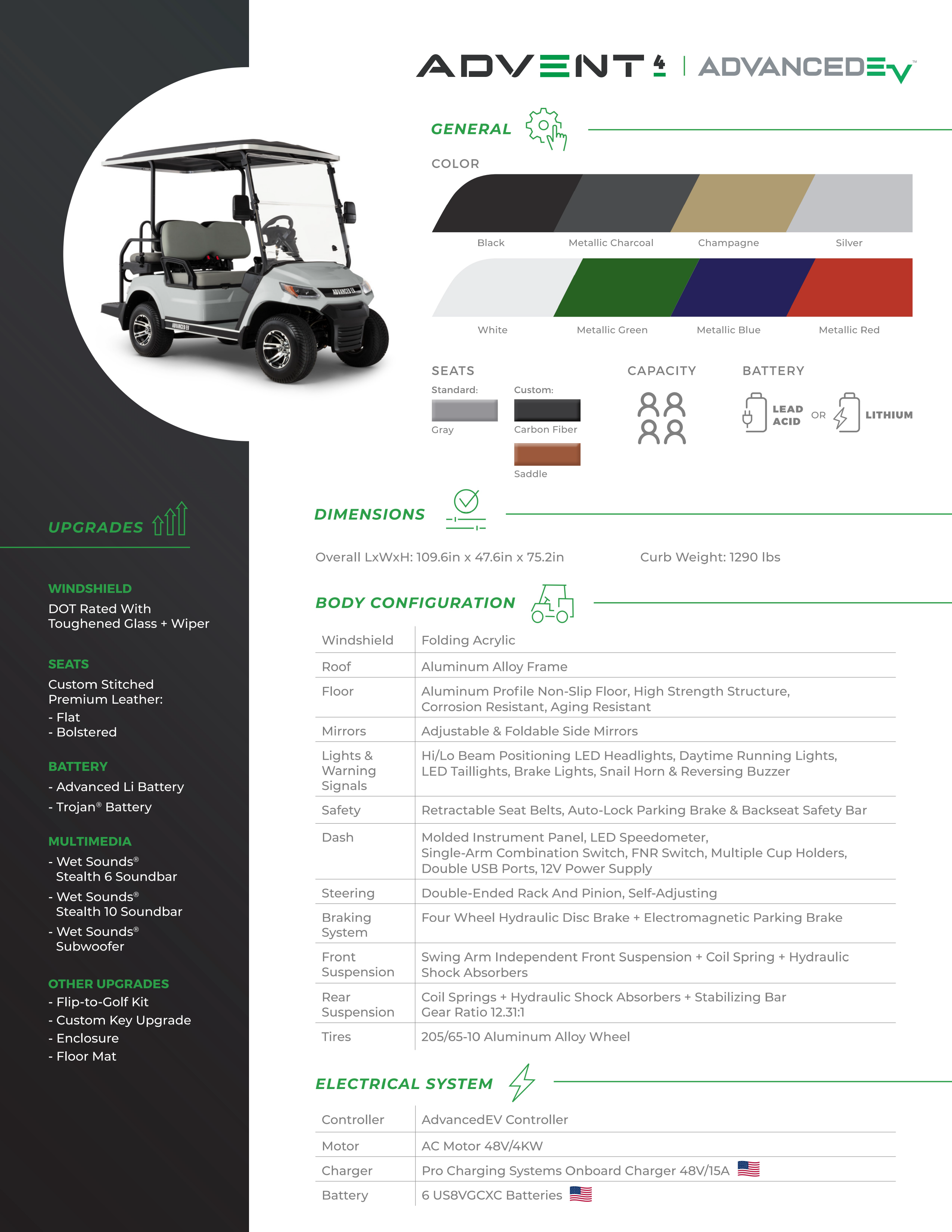 Golf Cart Spec Sheet